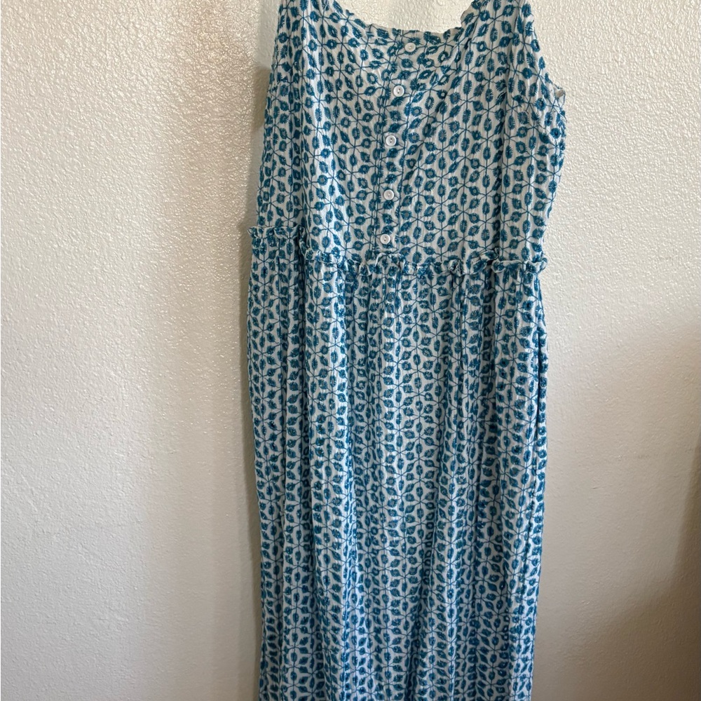 Blue Patterned Sleeveless Dress